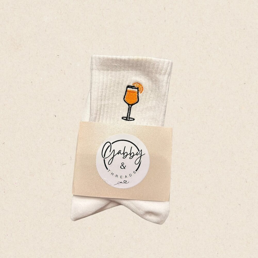 GRIP SOCKS - Embroidered Aperol Spritz for pilates, yoga, barre, lagree